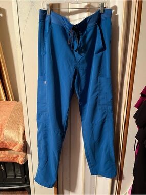 Figs Men's Royal Blue Cargo Scrub Pants with Drawstring